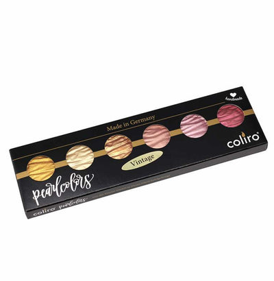 COLIRO WATER COLOUR PANS PEARLS VINTAGE SET OF 6 (M780)