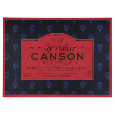 CANSON HERITAGE WATER COLOUR BLOCKS 20 SHEETS 4SG HOT PRESSED 300 GSM 100% COTTON 36 x 51 CM (100720010)