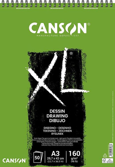 CANSON XL DRAWING ALBUMS SPIRAL 50 SHEETS 160 GSM A3 (400039089)