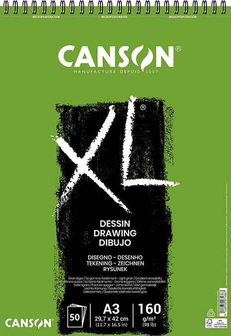 CANSON XL DRAWING ALBUMS SPIRAL 50 SHEETS 160 GSM A3 (400039089)