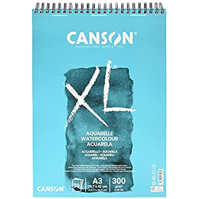 CANSON XL W/C ALBUMS SPIRAL COLD PRESSED 30 SHEETS 300 GSM 25% COTTON A3 (400039171)