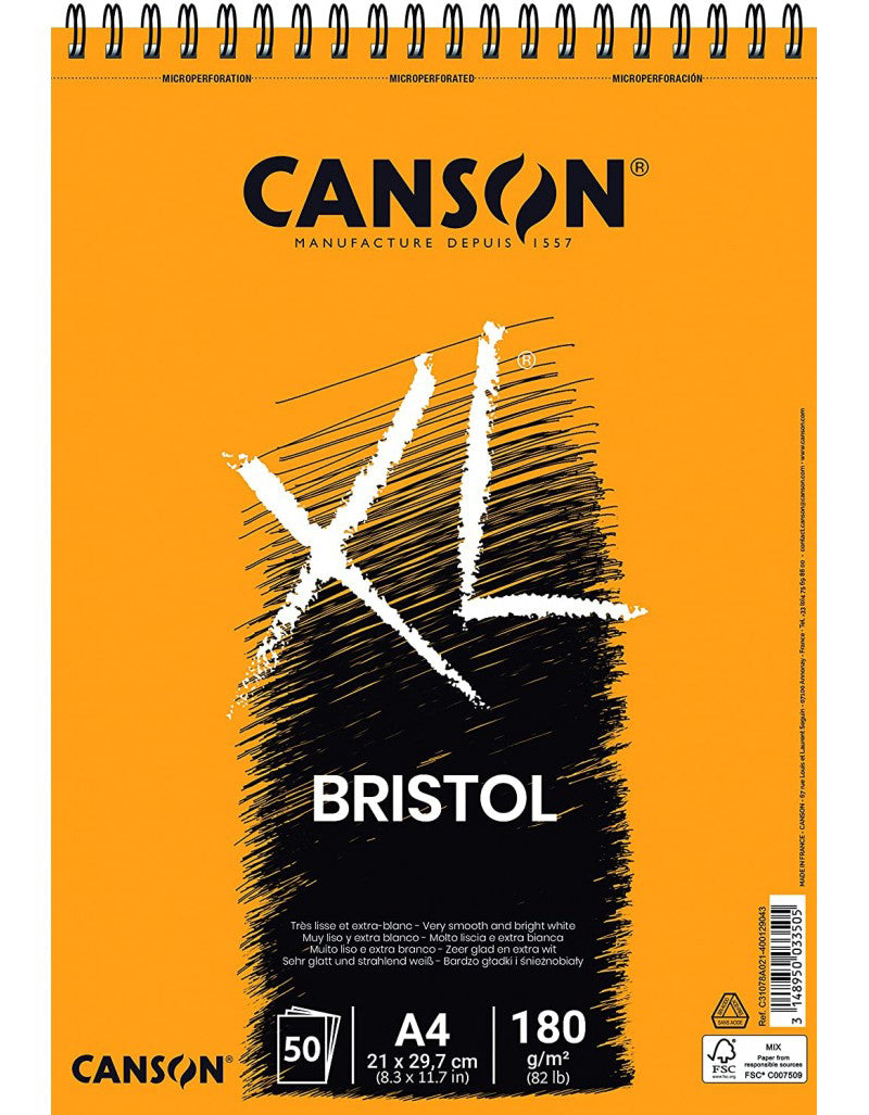 CANSON XL BRISTOL PADS 1SG VERY SMOOTH 50 SHEETS 180 GSM A4 (400039172)