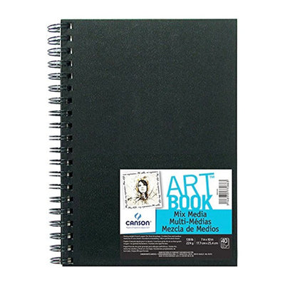 CANSON MIXED MEDIA ART BOOK BLACK COVER+SPIRAL CP 224 GSM 17.8 x 25.4 CM (100516109)