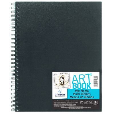 CANSON MIXED MEDIA ART BOOK BLACK COVER+SPIRAL CP 224 GSM 22.9 x 30.5 CM (100516110)