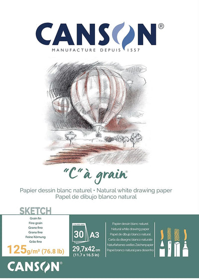 CANSON "C"A GRAIN DRAWING PAPER 125 GSM A3