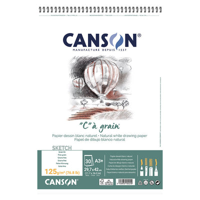 CANSON "C"A GRAIN ALBUMS SPIRAL 125 GSM A3+