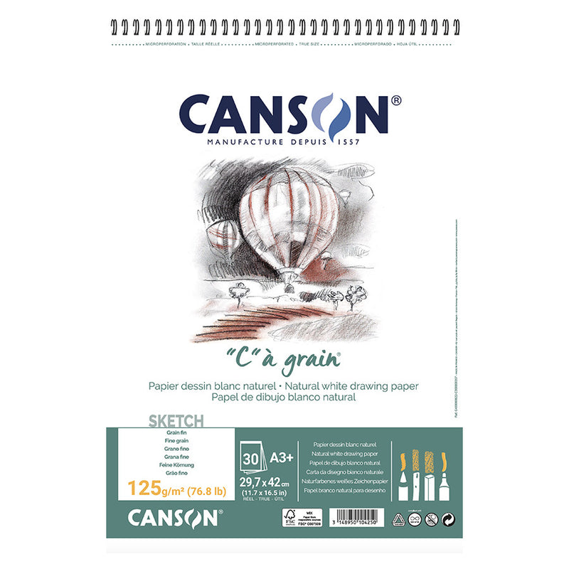 CANSON "C"A GRAIN ALBUMS SPIRAL 125 GSM A3+