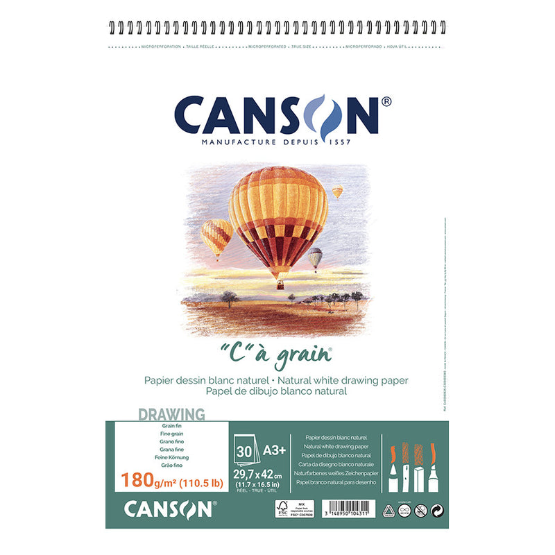 CANSON "C"A GRAIN ALBUMS SPIRAL 180 GSM A3+