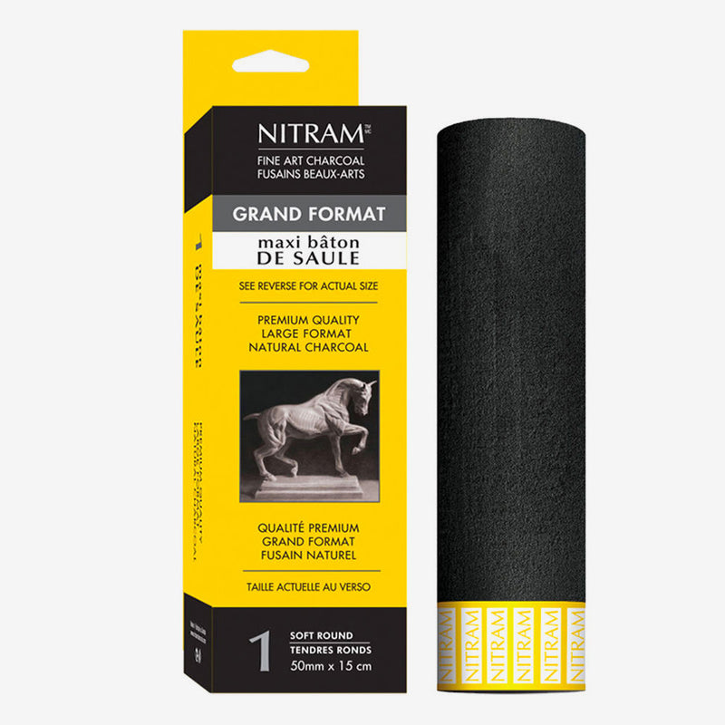 NITRAM CHARCOAL STICK SOFT ROUND SET 50MM SET OF 2