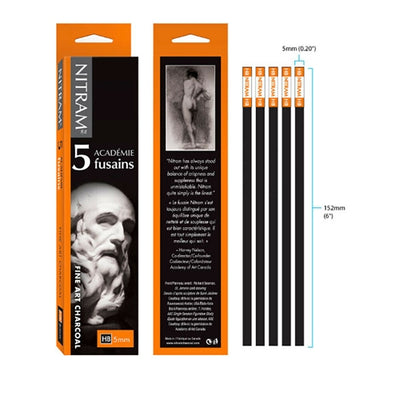 NITRAM CHARCOAL STICK SET HB 5MM SET OF 5