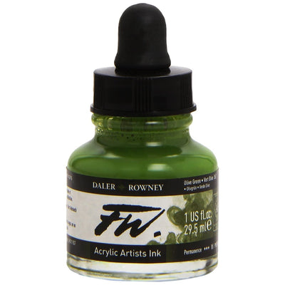 DALER & ROWNEY FW ACRYLIC INK 29.5 ML OLIVE GREEN 160029363