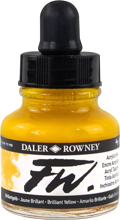 DALER & ROWNEY FW ACRYLIC INK 29.5 ML BRILL YELLOW 160029607