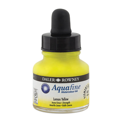 DALER & ROWNEY AQUAFINE WATER COLOUR INK LEMON YELLOW 29.5 ML (651)