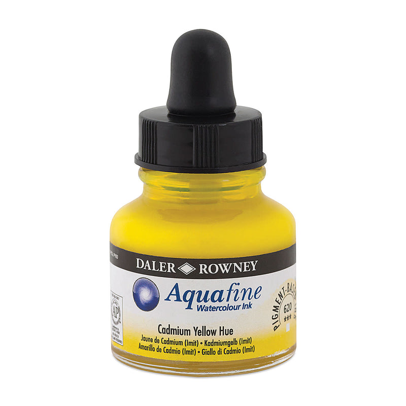 DALER & ROWNEY AQUAFINE WATER COLOUR INK CAD. YELLOW HUE 29.5 ML (620)