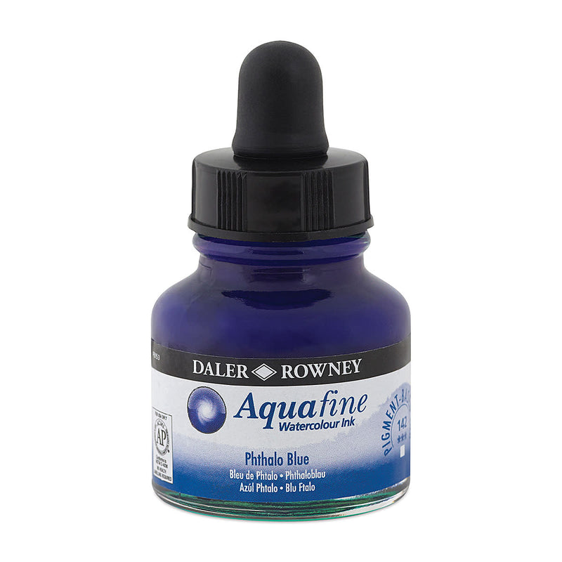 DALER & ROWNEY AQUAFINE WATER COLOUR INK PHTHALO BLUE 29.5 ML (142)