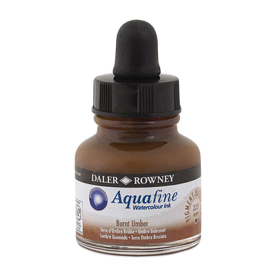 DALER & ROWNEY AQUAFINE WATER COLOUR INK BURNT UMBER 29.5 ML (223)