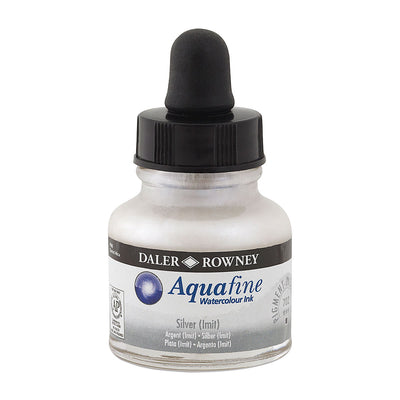 DALER & ROWNEY AQUAFINE WATER COLOUR INK SILVER IMIT 29.5 ML (702)