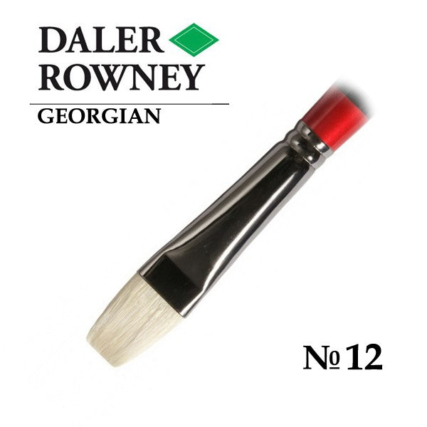 DALER & ROWNEY GEORGIAN HOG HAIR BRUSH SHORT FLAT G36 NO 12