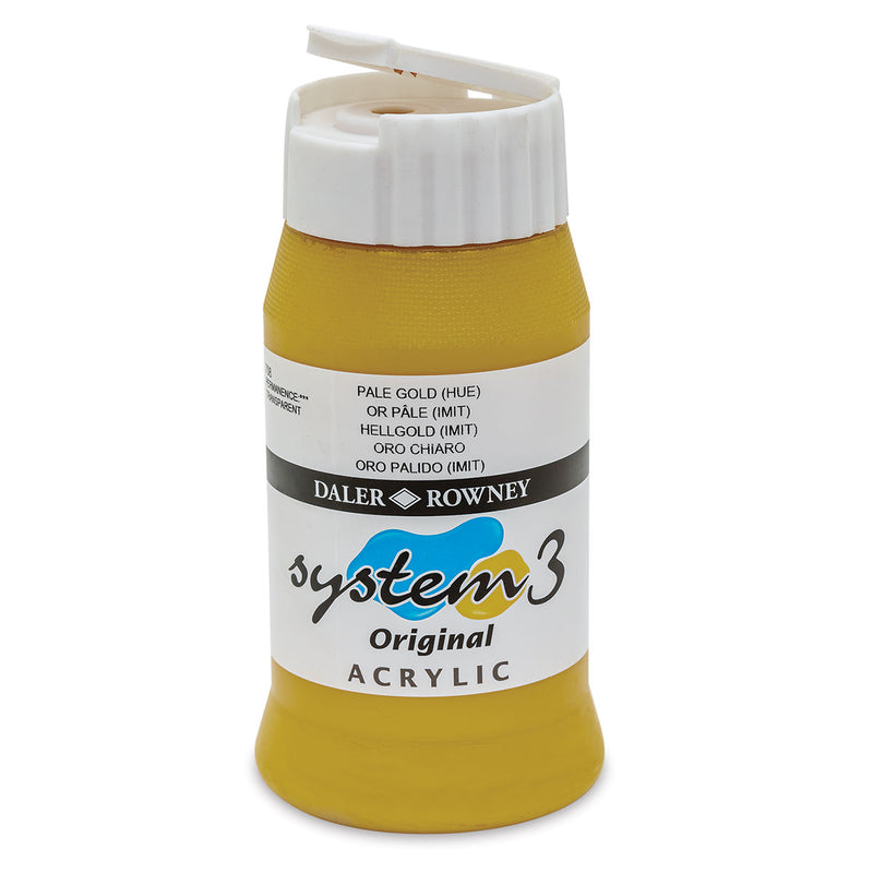 DALER & ROWNEY SYSTEM 3 ACRYLIC 500 ML PALE GOLD IMIT 500708