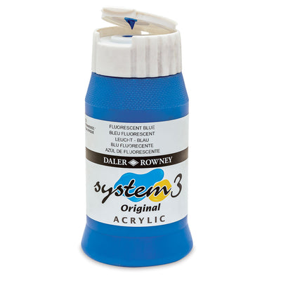 DALER & ROWNEY SYSTEM 3 ACRYLIC 500 ML FLUORO BLUE 500100