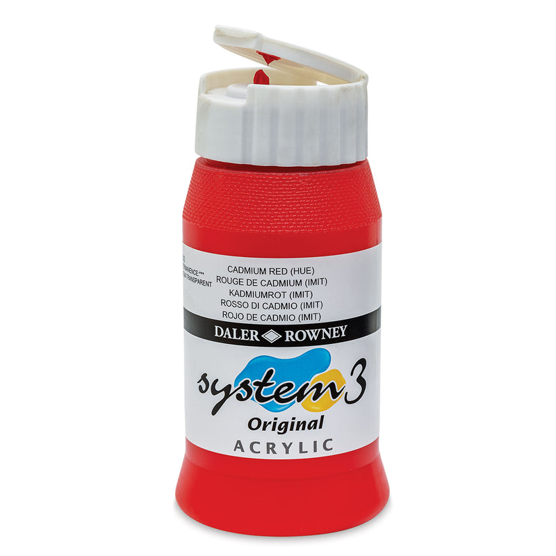 DALER & ROWNEY SYSTEM 3 ACRYLIC 500 ML CAD RED HUE 500503