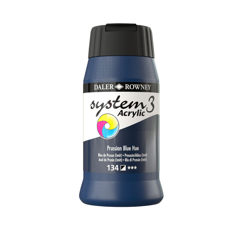 DALER & ROWNEY SYSTEM 3 ACRYLIC 500 ML PRUSSN BLUE HUE 500134