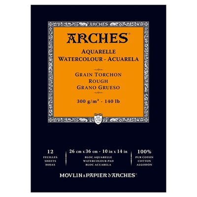 ARCHES WATER COLOUR PAD 15 SHEETS ROUGH 300 GSM 100% COTTON 10" x 14" (1795103)
