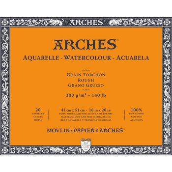 ARCHES WATER COLOUR BLOCK 20 SHEETS ROUGH 300 GSM 100% COTTON 16" x 20" (1711610)