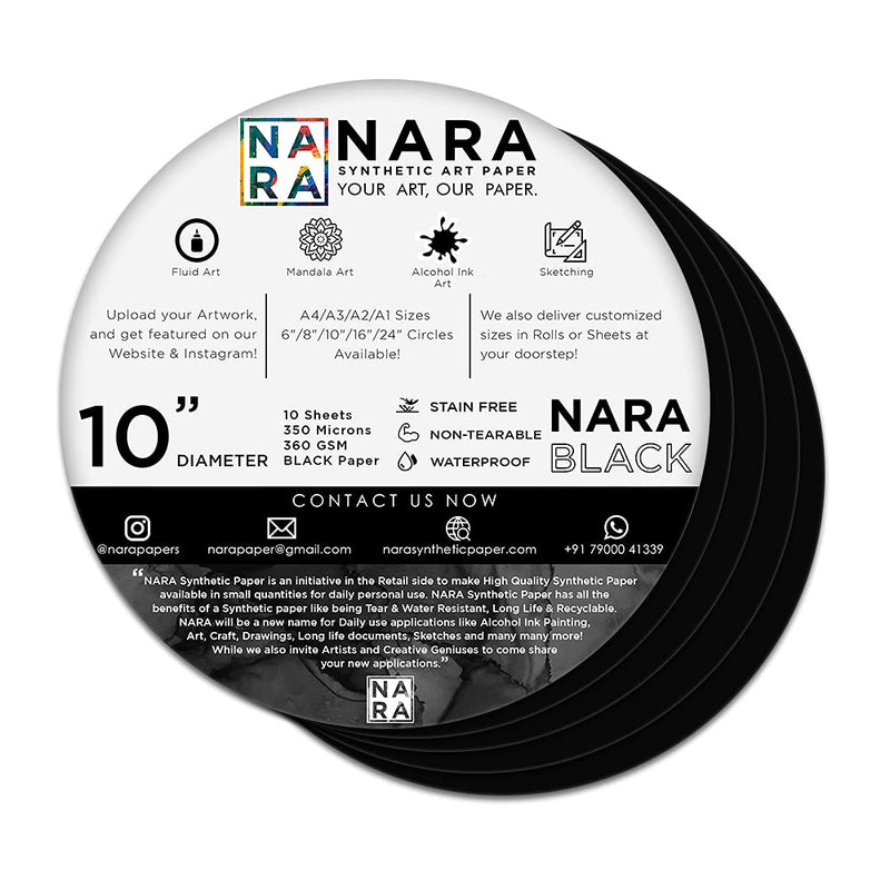 NARA BLACK PAPER FOR ALCOHOL INK 10" CIRCLE