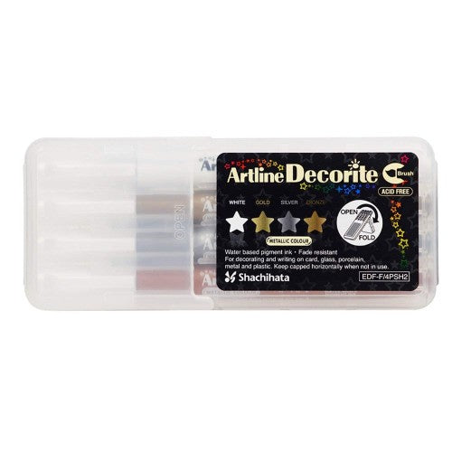 ARTLINE DECORITE METALLIC BRUSH MARKER SET OF 4