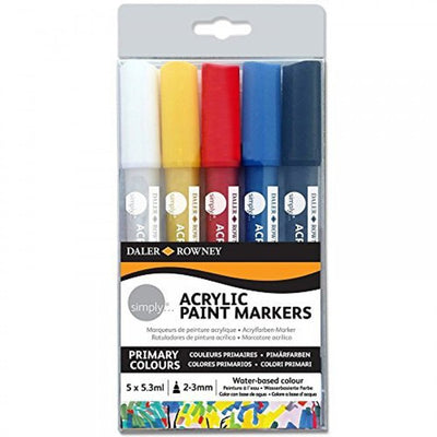 DALER & ROWNEY ACRYLIC PAINT MARKERS SET OF 5 (2.3 MM) (126300903)