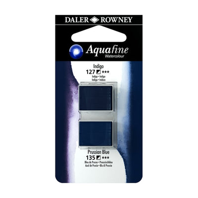 DALER & ROWNEY AQUAFINE 2 PC 1/2 PAN  INDIGO/PRUSSIAN BLUE SET OF 2 (010)