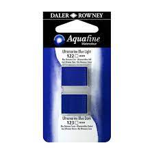 DALER & ROWNEY AQUAFINE 2 PC 1/2 PAN  ULTRAMARINE BLUE LIGHT/ULTRAMARINE BLUE SET OF 2 (011)