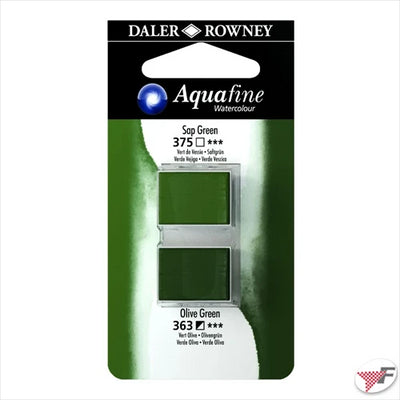 DALER & ROWNEY AQUAFINE 2 PC 1/2 PAN  SAP GREEN/OLIVE GREEN SET OF 2 (016)