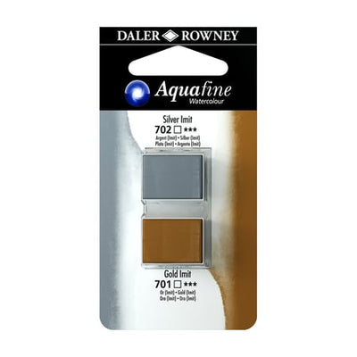 DALER & ROWNEY AQUAFINE 2 PC 1/2 PAN  SILVER (IMIT)/GOLD (IMIT SET OF 2 (024)