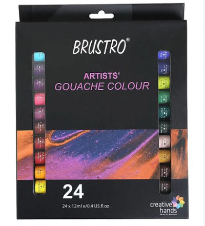 BRUSTRO ARTIST GOUACHE COLOUR SET OF 24 X 12 ML (BRGC1224)
