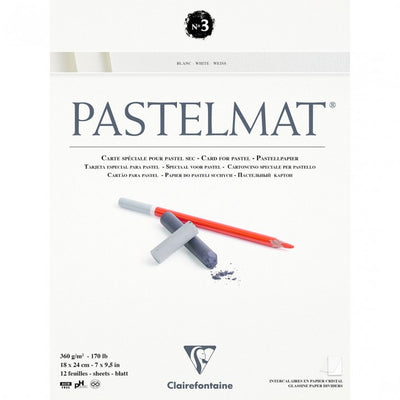 CLAIREFONTAINE PASTELMAT NO 3 12 WHITE SHEETS  360 GSM 7" x 9.5" (96001C)