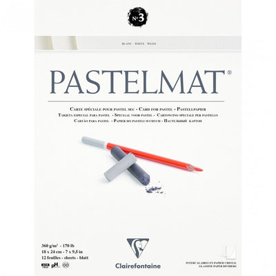 CLAIREFONTAINE PASTELMAT NO 3 12 WHITE SHEETS  360 GSM 7" x 9.5" (96001C)