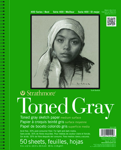 STRATHMORE SKETCH PADS TONED GRAY 50 SHEETS SR 400 118 GSM 22.8 x 30.5 CM (P412-109)