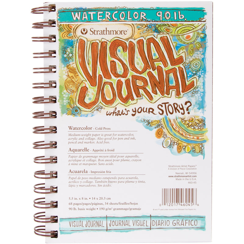 STRATHMORE WATER COLOUR VISUAL JOURNAL 34 SHEETS SR 400 COLD PRESSED 190 GSM 14 x 20.3 CM (P460-45-4)