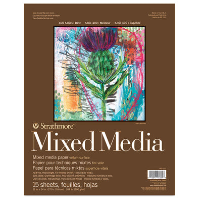 STRATHMORE MIXED MEDIA VELLUM SURFACE 15 SHEETS SR 400 300 GSM 27.9 x 35.6 CM (P462-111-4)