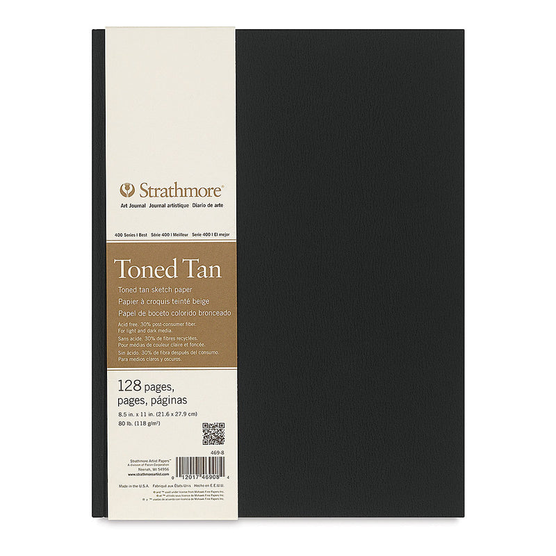 STRATHMORE HARDBOUND BOOKS TONED TAN 128 SHEETS SR 400 118 GSM 21.6 x 27.9 CM (P469-8-4)