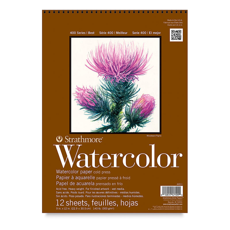 STRATHMORE WATER COLOUR PADS 12 SHEETS SR 400 COLD PRESSED 300 GSM 22.8 x 30.5 CM (P440-1-4)