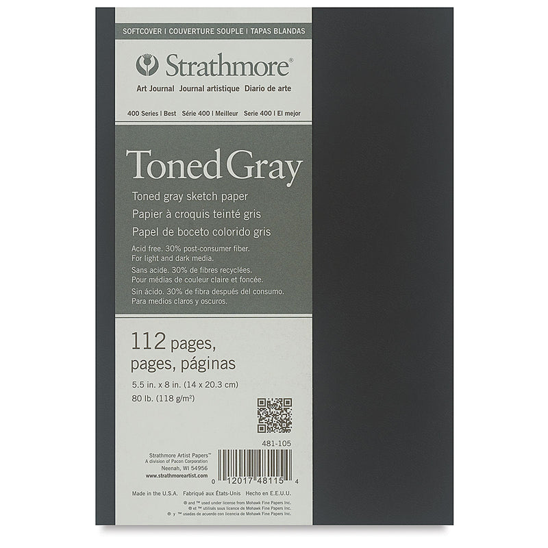 STRATHMORE SOFTCOVER BOOKS TONED GRAY 112 SHEETS  SR 400 118 GSM 14 x 20.3 CM (P481-105-4)