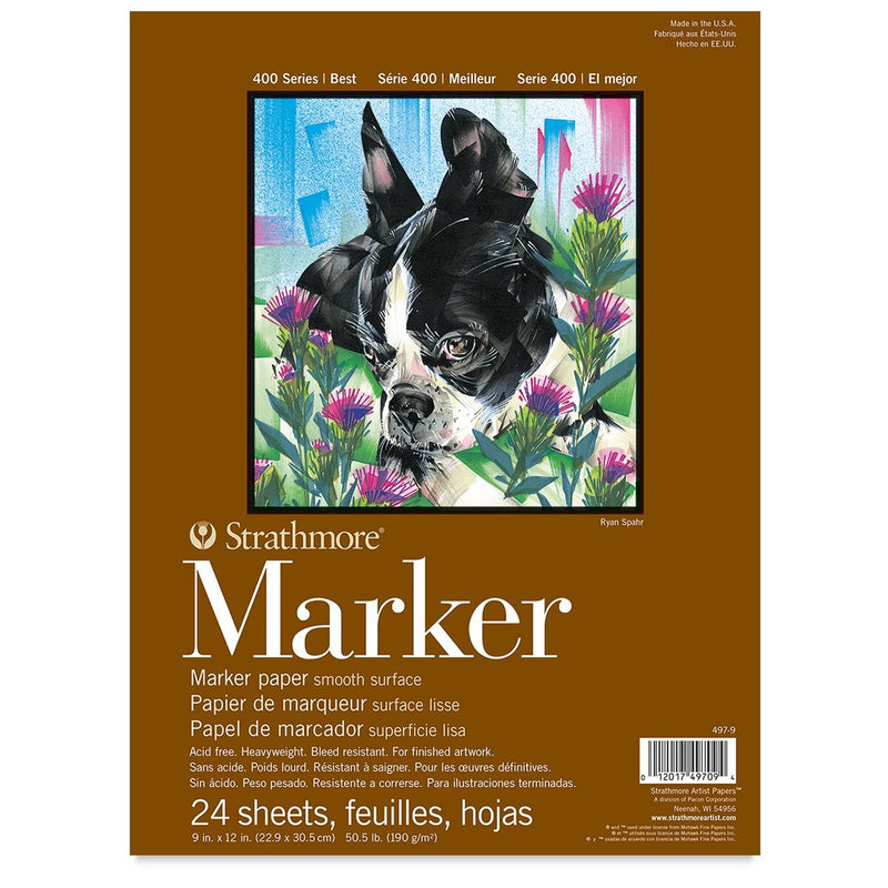 STRATHMORE MARKER PADS SMOOTH 24 SHEETS SR 400 190 GSM 22.8 x 30.5 CM (P497-9-4)