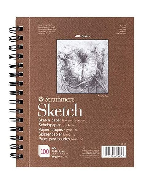 STRATHMORE SKETCH PADS FINETOOTH 100 SHEETS SR 400 89 GSM 14.8 x 21 CM (P455-95-4)