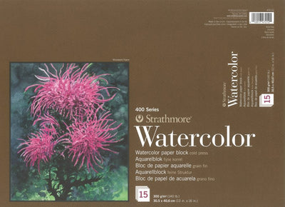 STRATHMORE WATER COLOUR PAD 15 SHEETS SR 400 COLD PRESSED 300 GSM 30.5 x 40.6 CM (P472-12-4)