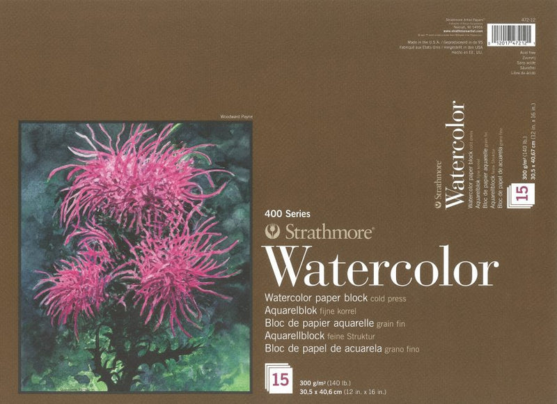 STRATHMORE WATER COLOUR PAD 15 SHEETS SR 400 COLD PRESSED 300 GSM 30.5 x 40.6 CM (P472-12-4)