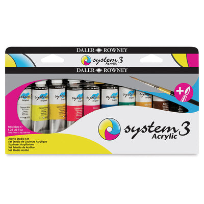 DALER & ROWNEY SYSTEM 3 ACRYLIC COLOUR SET 10 X 37 ML 1290379710