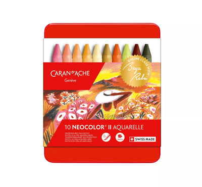 CARAN DACHE NEOCOLOUR II AQUARELLE PASTEL WARM SHADE SET OF 10 (7500.41)